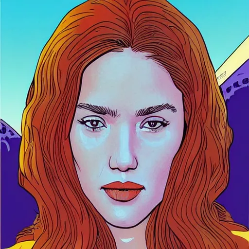 Image similar to “ jessica alba retro minimalist portrait by jean giraud, moebius starwatcher comic, 8 k ”