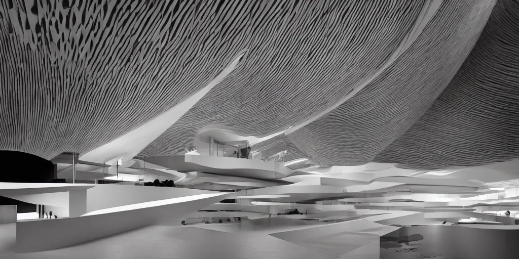 Image similar to stunning beautiful museum 3D section by Paul Rudolph and Zaha Hadid