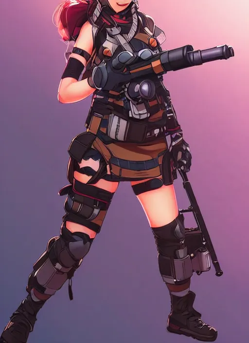 Image similar to Attractive Maid Costume Rocket Launcher Girls in apex legends as an anime character digital illustration portrait design by Ross Tran, artgerm detailed, soft lighting