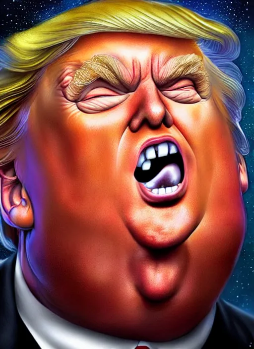 Prompt: very fat donald trump struggling in goo, cosmic horror painting, elegant intricate digital painting artstation concept art by mark brooks and brad kunkle detailed