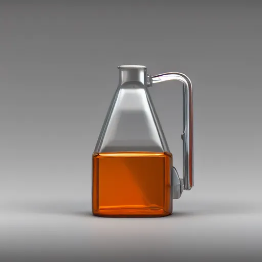 Prompt: A sample of unprocessed liquid erchius in a hexagonal storage flask. 4k render.