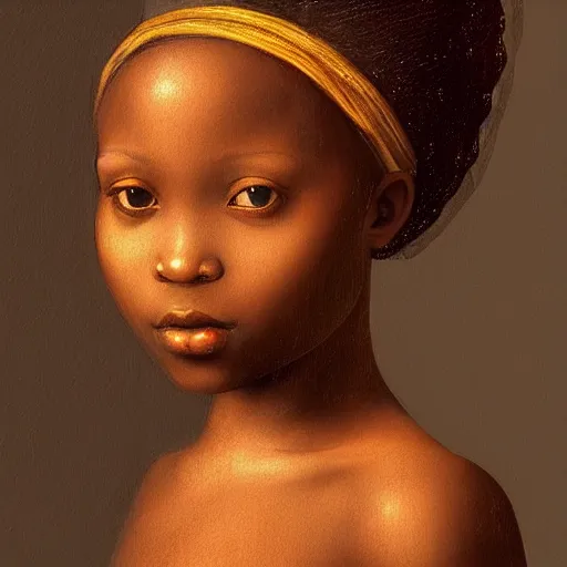 Image similar to a painting of a African girl by Leonardo da Vinci . dramatic angle, ethereal lights, details, smooth, sharp focus, illustration, realistic, cinematic, artstation, award winning, rgb , unreal engine, octane render, cinematic light, macro, depth of field, blur, red light and clouds from the back, highly detailed epic cinematic concept art CG render made in Maya, Blender and Photoshop, octane render, excellent composition, dynamic dramatic cinematic lighting, aesthetic, very inspirational, arthouse.