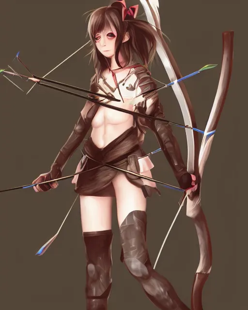 Premium Photo | Anime character with bow and arrow in hand in front of  trees generative ai