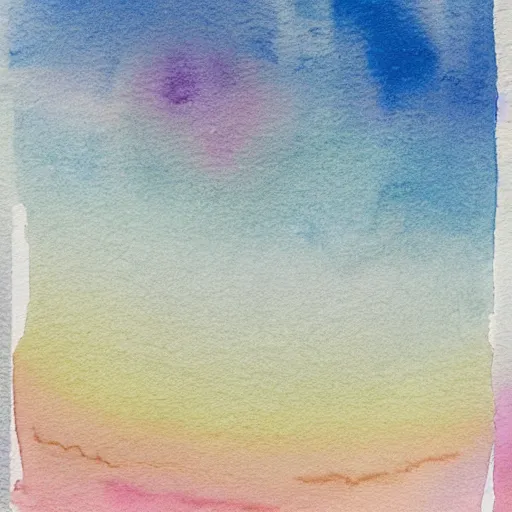 Prompt: low - angel view, from 1 0 0 0 meters in the distance, vague uap interstellar vehicle on top of an ephemeral rainbow in the sky, muted watercolor. minimalist, detailed, heavy under paint, muted colors. ue 5