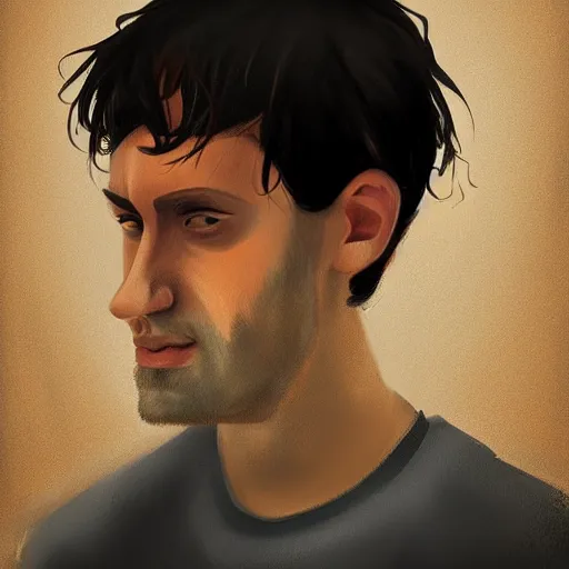Image similar to portrait of a sad man by elena sai, digital art, trending on artstation