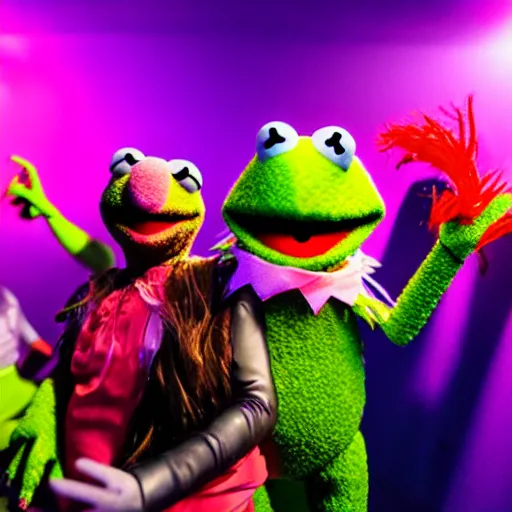 Prompt: muppet rave, club photography