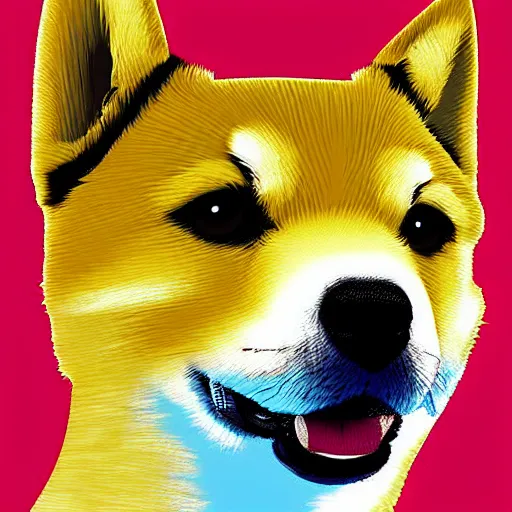 Prompt: pop art of a shiba inu : : digital art