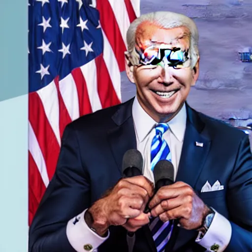 Image similar to a shark is transforming into joe biden