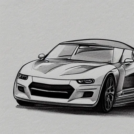 Prompt: continuous like drawing of a car