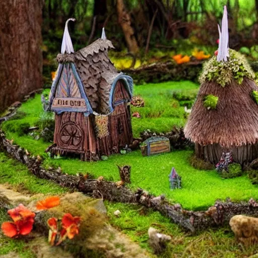 Prompt: Intricate five star Fairy Village in the woods