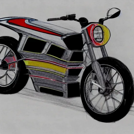 Image similar to 1980s sports motorcycle sketch concept art, high detail, high definition, 8k,