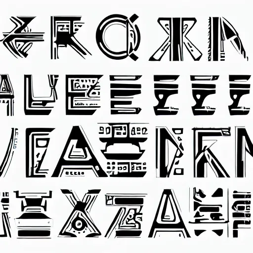 Image similar to a typeface for an alien language, 4 k