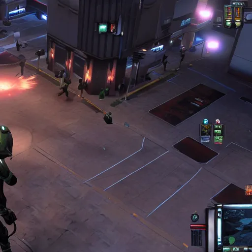 Image similar to Gameplay screenshot from XCOM 3 showing a main character, no UI, Unreal Engine 5