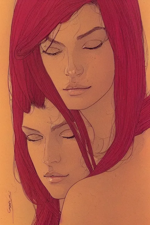 Image similar to portrait of beautiful gorgeous woman by Moebius