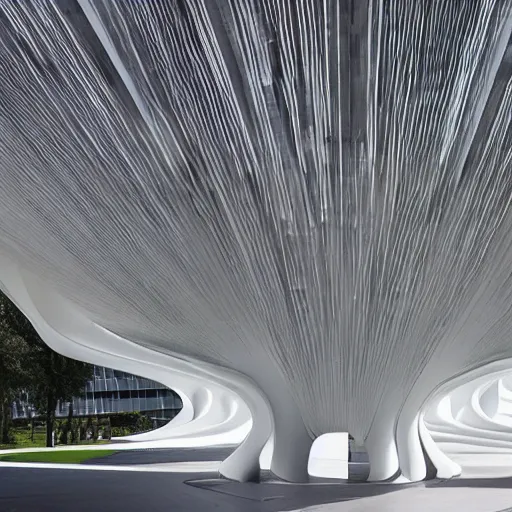 Image similar to a shiny and solemn memorial by zaha hadid