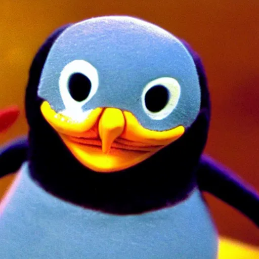 Image similar to The most violent episode of Pingu, horror, dark, creepy, violent, slight blur, scary, clay animation, photo
