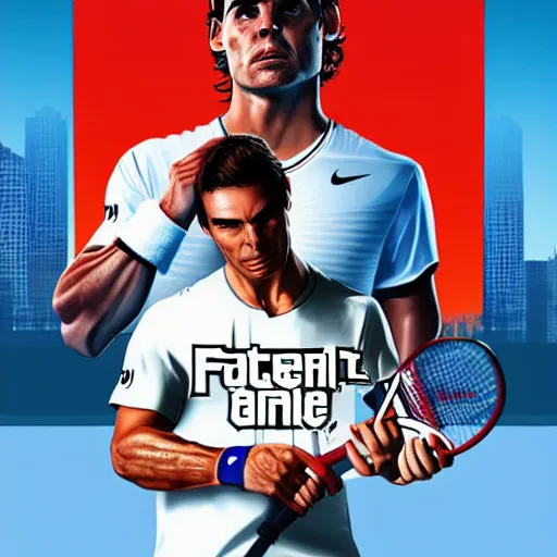 Prompt: Rafael Nadal, GTA V poster