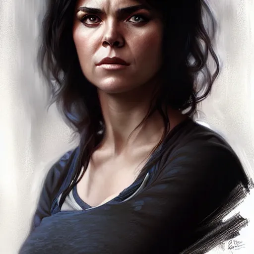 Image similar to digital art, portrait of octavia blake in the 100 tv show, by artgerm, by krenz cushart, by peter kemp, by ross tran