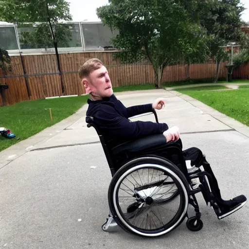 Image similar to jack in a wheelchair, action photo