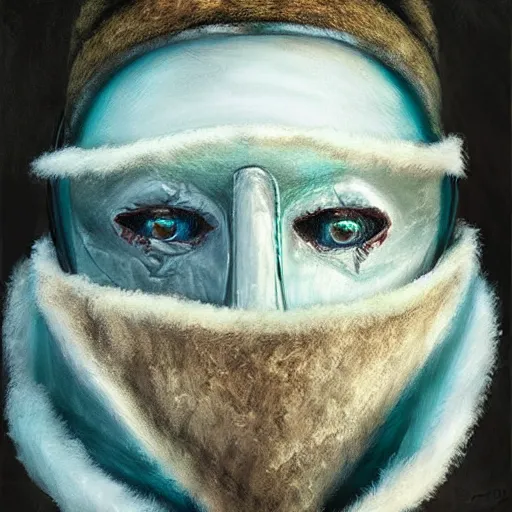 Image similar to “ fantasy, snow, bandit ‘ icewind dale ’ with mask, portrait by ‘ justin sweet ’, soft focus, illustrated, oil paint, cinematic ”