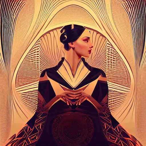 Prompt: Vector art, art deco pattern, repeatable, symmetrical, center punched, Archviz, elegant, intricate, digital painting, artstation, concept art, smooth, sharp focus, illustration, art by artgerm and greg rutkowski and alphonse mucha