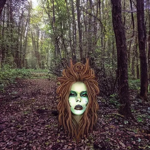 Prompt: Siren Head walking through the woods. Eerie. Spooky.