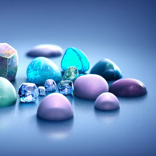 Prompt: studio photo of precious stones with fungal cultures and mold with little pastel coloured filaments in microscope, octane render, tilt shift, polarized light, ultrasharp focus, unreal engine 5, bokeh background, hyperrealism, vray