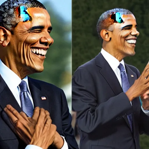 Image similar to obama laughing at 9 / 1 1 twin towers