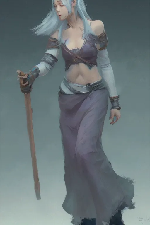 Prompt: rpg character art of a mage woman, highly detailed, half - body composition, by jeremy lipking, by studio ghibli, by disney, video game fanart, gorgeous face