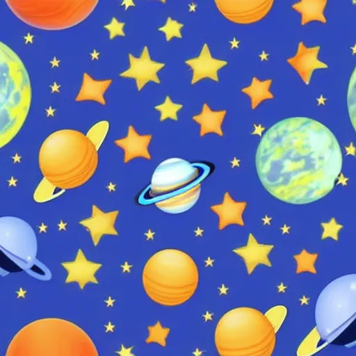Image similar to a tileable seamless space themed wallpaper designed for kids