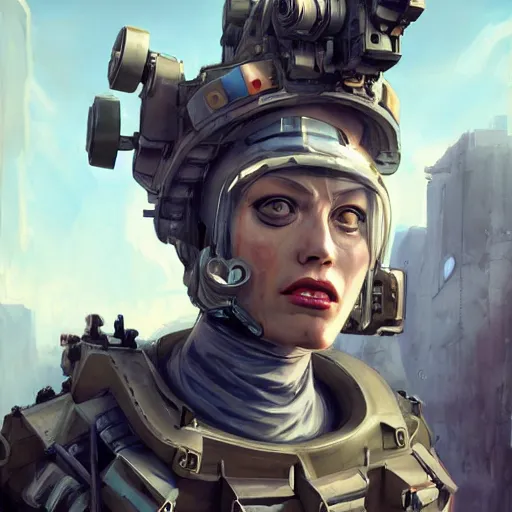 Prompt: tank girl, highly detailed, half human, half cyborg, power implants, full body transmogrify, low camera angle, point of view looking up from below, beautiful, mesmerising, look of desire, loving stare, battle action shot, digital painting, trending on artstation, concept art, 4 k, sharp focus, illustration, art by greg rutkowski
