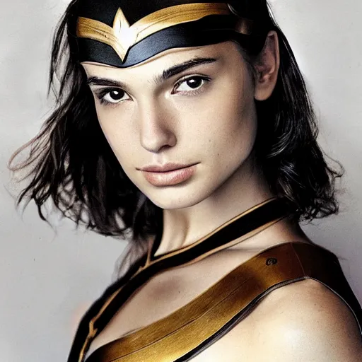 Prompt: a masterpiece portrait photo of a beautiful young woman who looks like an vulkan gal gadot, symmetrical face