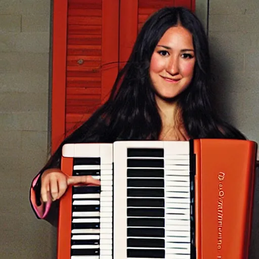 Prompt: Vanessa Carlton playing the accordion
