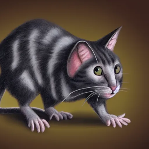 Image similar to concept art of a half cat half rat