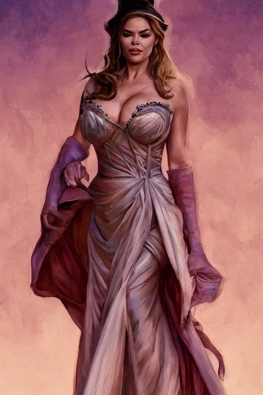 Prompt: Sofia Vergara as a heroine with a dress inspired by american horror story, digital painting, artstation, concept art, smooth, sharp focus, illustration, in-frame, centered, art by artgerm and donato giancola and Joseph Christian Leyendecker, Ross Tran, WLOP