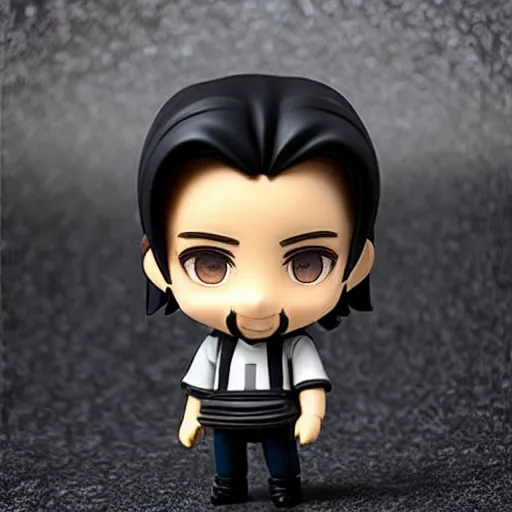 Image similar to keanu reeves! as nendoroid!, background matrix movie, kodak film