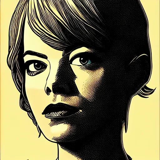 Prompt: portrait of emma stone by laurie greasley, cg society