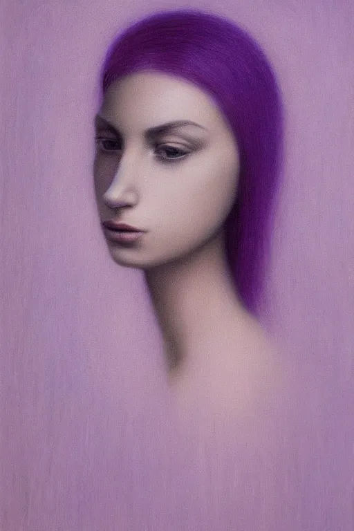 Image similar to Portrait of Amy Rose, abstract purple lighting, intricate, elegant, somber, highly detailed, oil painting, smooth, sharp focus, illustration, art by zdislav beksinski