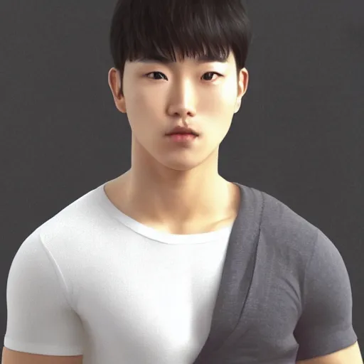 Prompt: a korean bodybuilder college boy, head to toe, bokeh, beautiful face!!!!, 2 3 years old, cg animation, lifelike, animated, realistic, character select portrait, by artgerm, greg rutkowski, alphonse mucha, 3 d