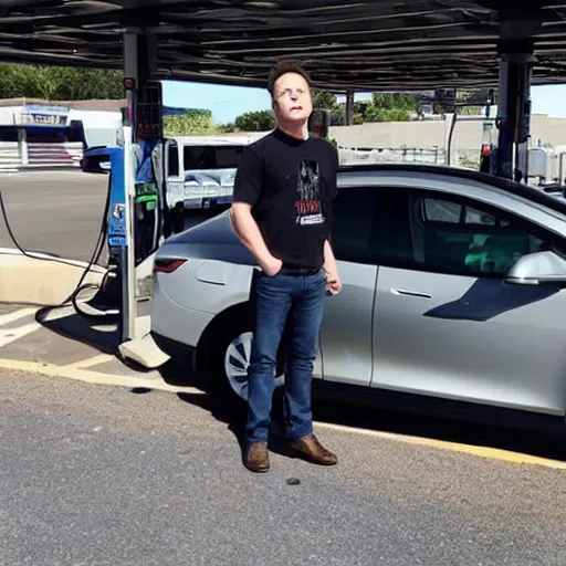 Image similar to photo of elon musk at a gas station