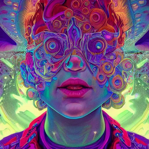 Image similar to An extremely psychedelic experience, colorful, surreal, dramatic lighting, cosmonaut, LSD, face, detailed, intricate, elegant, highly detailed, digital painting, artstation, concept art, smooth, sharp focus, illustration, art by Sam Spratt, Dan Mumford, Artem Demura and Alphonse Mucha