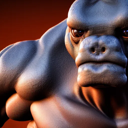 Prompt: photography of a realistic machoke animal, ultra detailed, 8 k, cinematic lighting, natural background, trending on artstation, pokemon