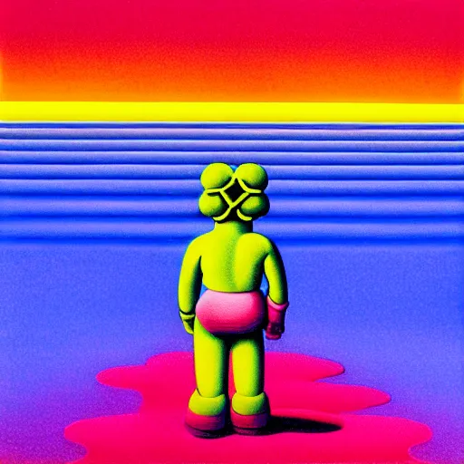 Image similar to the end of the world by shusei nagaoka, kaws, david rudnick, airbrush on canvas, pastell colours, cell shaded, 8 k