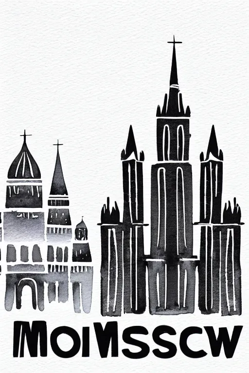 Prompt: minimalist watercolor art of moscow, illustration, vector art