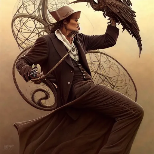 Prompt: johnny depp missing his arms and legs, intricate, highly detailed, centered, digital painting, artstation, concept art, smooth, sharp focus, illustration, artgerm, tomasz alen kopera, peter mohrbacher, donato giancola, joseph christian leyendecker, wlop, boris vallejo