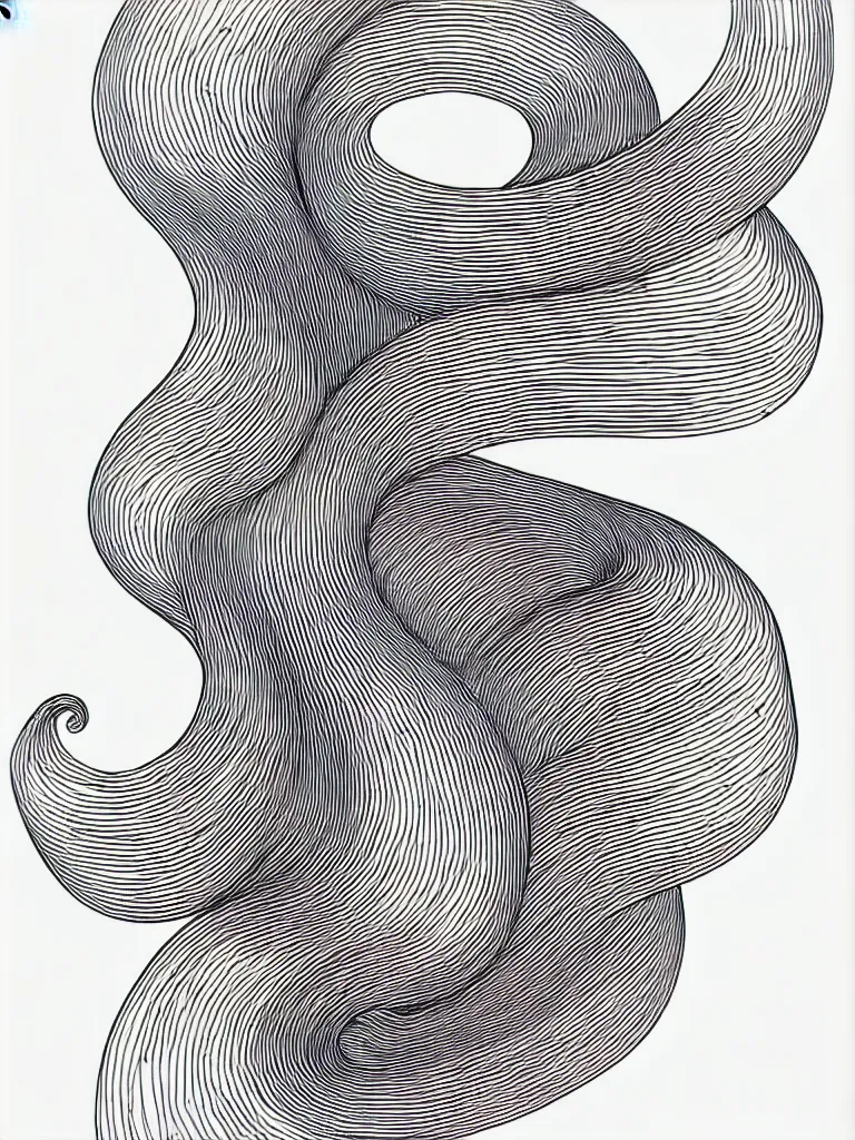 Image similar to metal wire line art, line drawing of hermann hesse, bold lines, quick sketch, curves, smooth, spirals, curls, twists, musicality