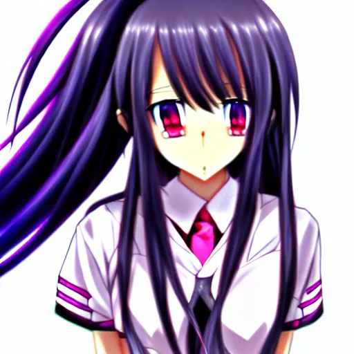 Image similar to advanced digital anime art, a anime girl with long hair and a high school cosplay outfit, an anime drawing by Jin Homura, featured on pixiv, furry art, pixiv, booru, anime, Sakimimichan