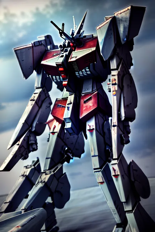 Prompt: hyper detailed 8 k cinematic still, rendering with volumetric lightning and ray tracing, show case of a skinny full body aggressive armored core gundam jaeger, weathering armor plating, decipticon armor plating, aggressive head, endoekeleton exposure