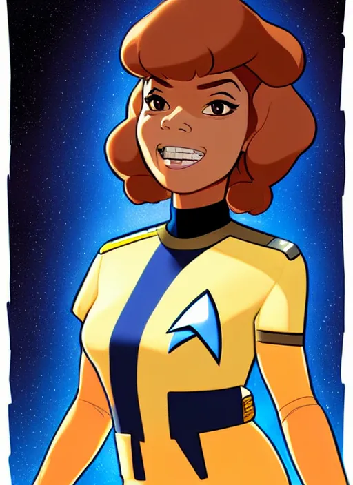 Prompt: cute star trek officer tina turner, natural lighting, path traced, highly detailed, high quality, digital painting, by don bluth and ross tran and studio ghibli and alphonse mucha, artgerm