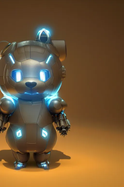 Image similar to high quality 3 d render sci - fi very cute mecha with head of fluffy! wombat!! dancing, highly detailed, unreal engine cinematic smooth, in the style of detective pikachu & blade runner, hannah yata charlie immer, dark blue neon light, low angle, uhd 8 k, sharp focus